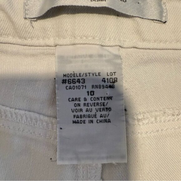 SIMON CHANG Straight Leg White Denim Jeans Embroidered Pockets Cigarette Pants - Picture 15 of 16